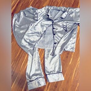 Silver Satin Pajama Set